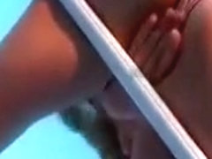 Gorgeous Ivana finger fucking herself by the pool