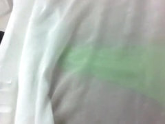 Green thong under transparent dress