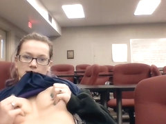 College Girl Plays With Tits in an Empty Classroom