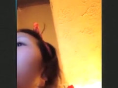 Asian girl has cybersex with her bf on skype