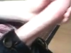 Stroking of a big white cock