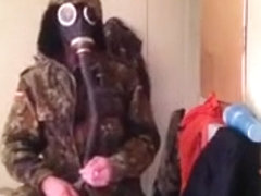 fun in bdu and gas mask