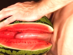 water melon cum - fucking a melon and cumming