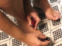 Feet Fetish - French Domina plays with nail polish