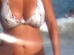 big tits on beach