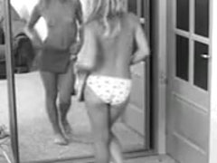 Teen trying out clothes