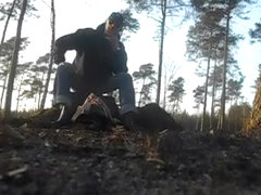 nlboots - outdoors in the wood in rubber boots and jodphurs