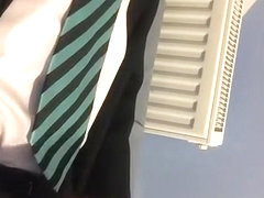 Wanking in my suit and cumming on tie