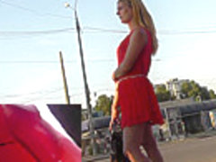 Exciting upskirt view of a sexy blonde hottie