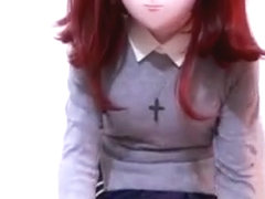 kigurumi masturbating with vibrator