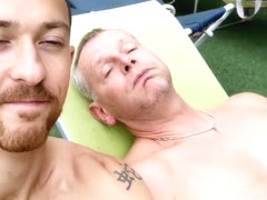 Mature Daddy Fucks Boy Bareback by Pool - Older Younger (short)