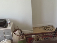 Amateur brunette gets off w her toy in her hairy pussy