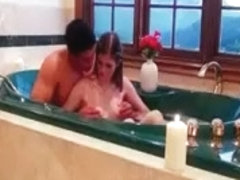 Sexy brunette babe gets horny sucking