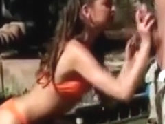 Outdoor Blowjob By The Pool Teen Sucking