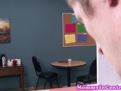 Bigtitted stepmom shows teen how to suck