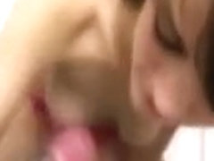 Horny teen blows her boyfriends hard cock in their bathroom