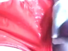 shiny swimsuit comeshot