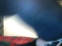 Cute red head cross dresser plays with vibrator