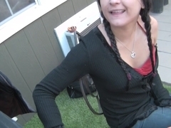 Rose in outdoor amateur video with a chick riding a pecker