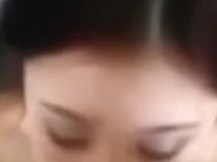 Cute oriental oral job and facial