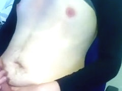 Slave polishing his knob with pain and teasing