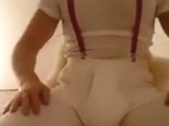 giant large uncut tool in white briefs show two