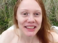 Sexy redhead whore showing off her sucking skills