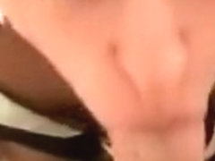 Great brunette babe blows hard dick