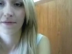 Naughty blonde gets naked on webcam