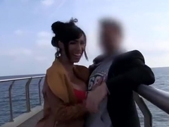 Cute buxomy girl perfroming in amazing sex action ending with a huge cumshot