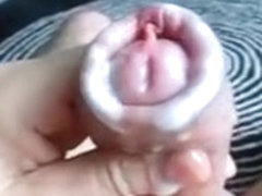 Creamy precum and a thick cum fontain