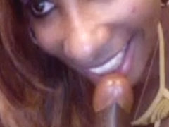Ebony Slut Sucking On Her Toy