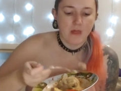 naked girl eating