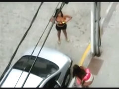 Candid voyeur girls shamelessly pissing on the road