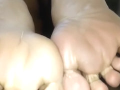 Ebony red long toe nails