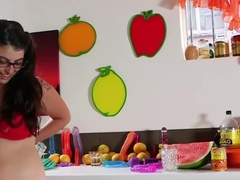 Busty hairy amateur babe masturbates