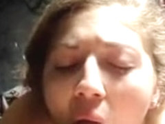 Small girlfriend takes his stick load