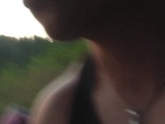 Jocelyn in outdoor scene with an amateur girl sucking dick