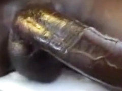 Uncut BBC - Stroking Hand job in restroom Black Solo Male BBC