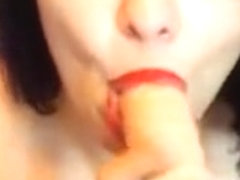 Horny Russian Babe Sucks her Toy and Masturbates