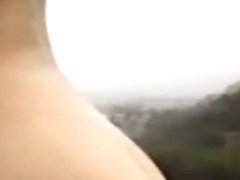 blonde chic strips naked in public overlooking cliff flash