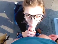 Outdoor public sex on the roof. Amateur young Russian couple