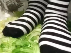 Striped socks crush lettuce