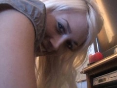 Down blouse and upskirt video of gorgeous blonde girl