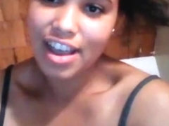 Horny latina with buffy nibbles playing with her pussy