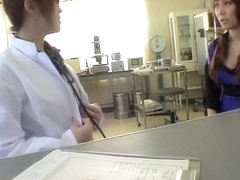 Jap babe moans while dildoed during her medical exam