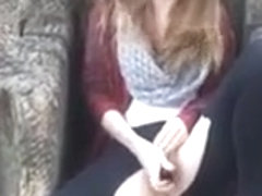 Little kiss muffin college girl squirts outdoors