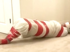 Gina wrapped and massively gagged