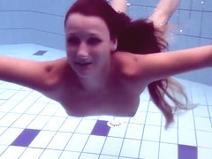 Lucy swimming in the pool