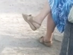 Candid Glamorous Golden-Haired Shoeplay Dangling Feet and Legs Pt two